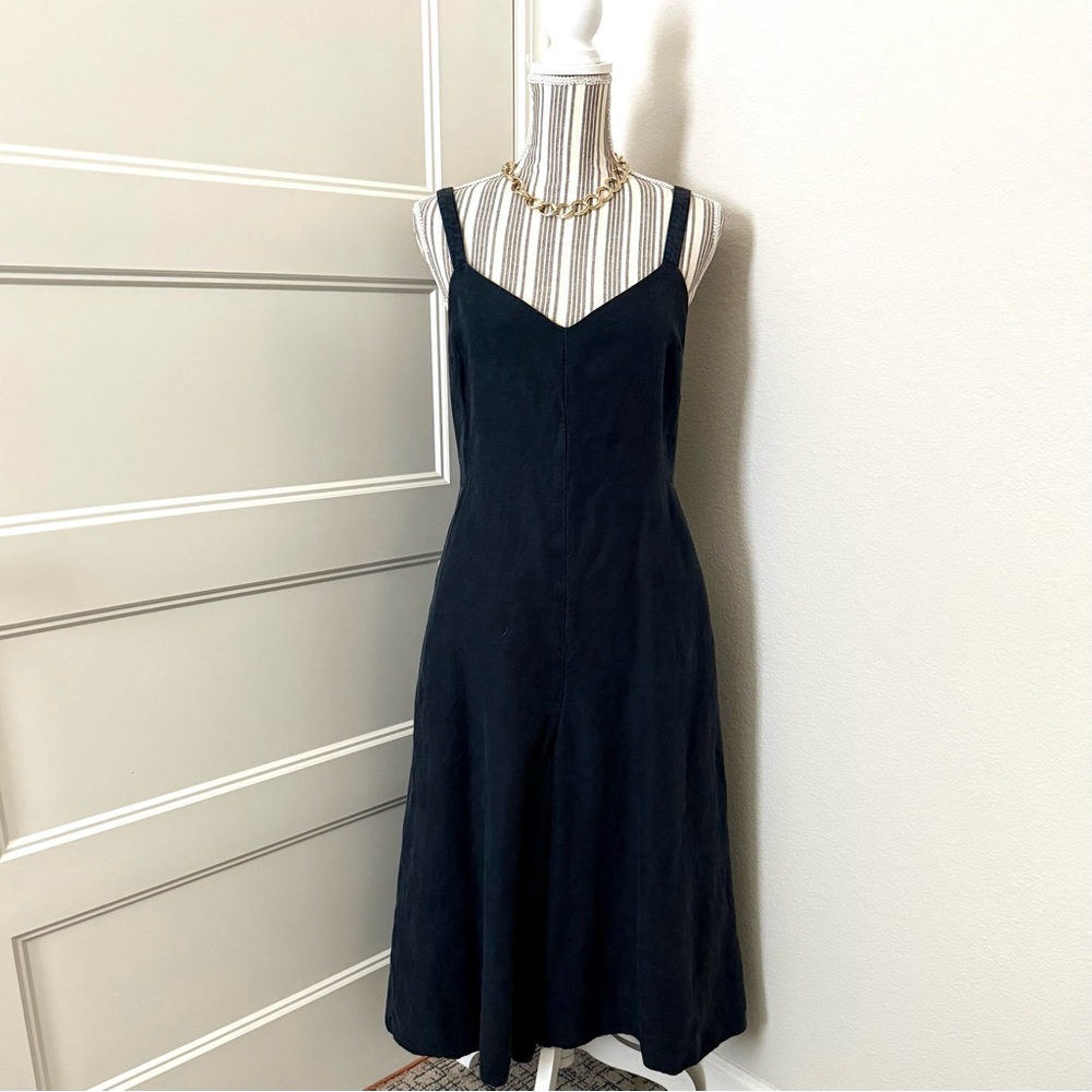 Club Monaco 100% Linen Wide Leg Culotte Jumpsuit Black Size 6 - Picture 3 of 5